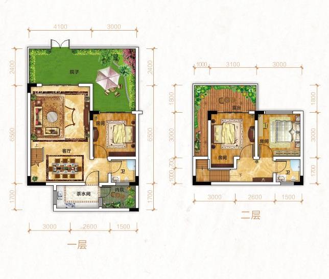 建面约80㎡ 丨 叠院三房