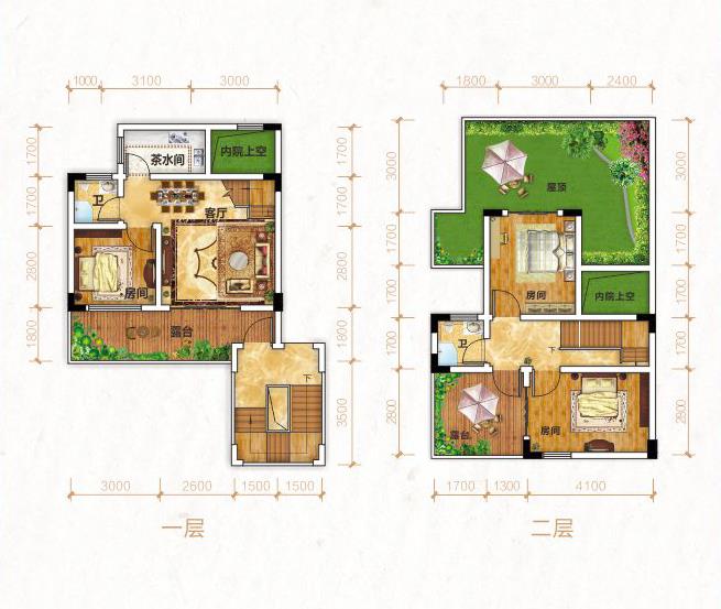 建面约93㎡ 丨 叠院三房